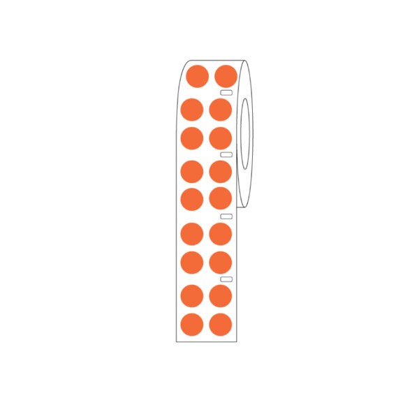 Direct Thermal Cryo 13mm Dots for 2.0ml Tubes/Vials Orange Roll Form